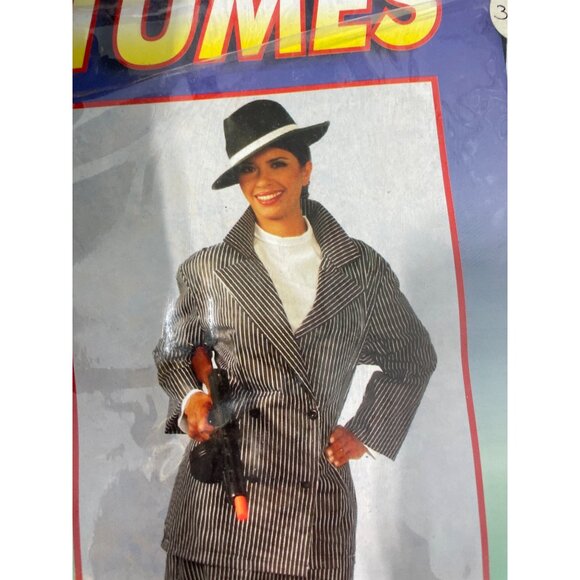 Alexanders Costumes Female Gangster Mob Costume Size Medium Black Striped NEW - Picture 7 of 7